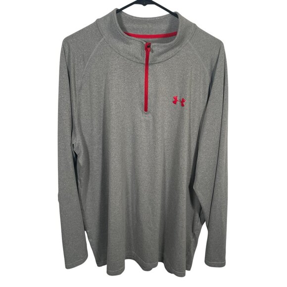 Under Armour 1/2 Zip Tech Pullover Mens Size 2XL Gray Athletic Active L/S - Picture 1 of 6